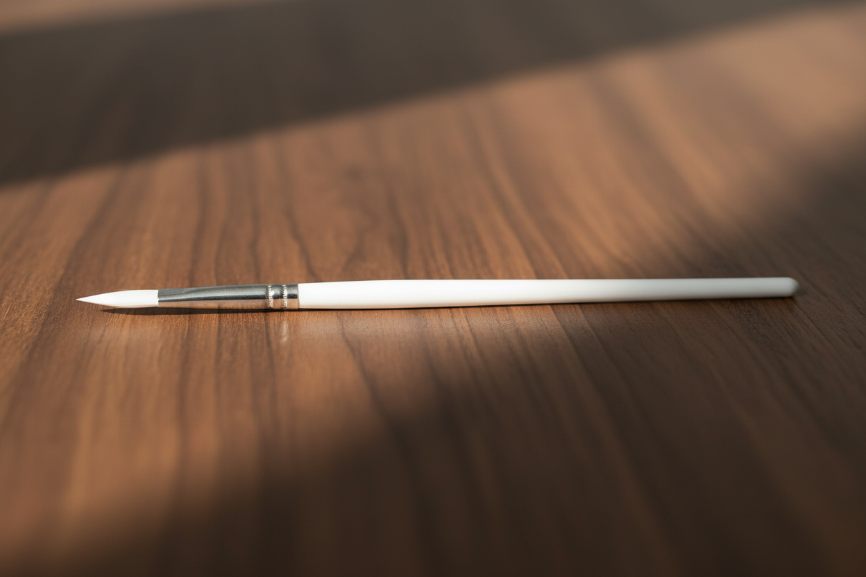 paintbrush white minimalist luxury image with shadow and luxury wooden background